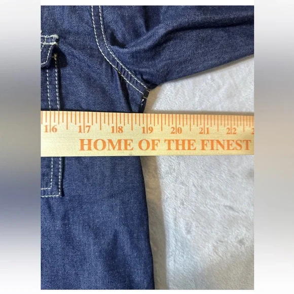 NWT TOMMY HILFIGER Dark Blue Denim Shirt Button Down Ruffle Hem Dress Size 8 - Picture 3 of 7